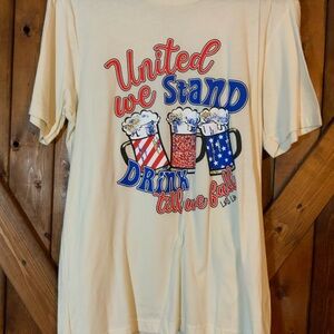 Cream Graphic T-Shirt with Patriotic Design